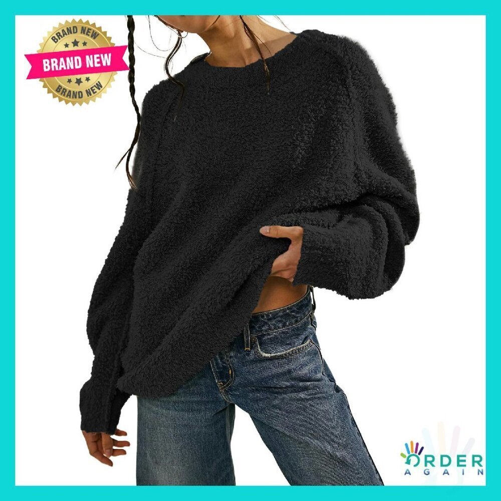 Oversized Fuzzy Knit Pullover Sweater Cozy Warm Y2K Chic Minimal
